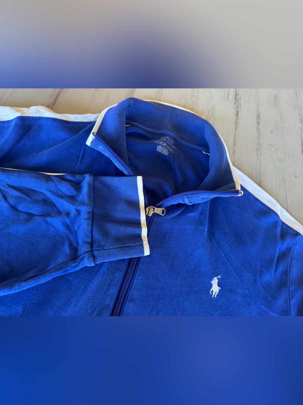 Polo Ralph Lauren Men’s XL Blue White Stripe Track Jacket